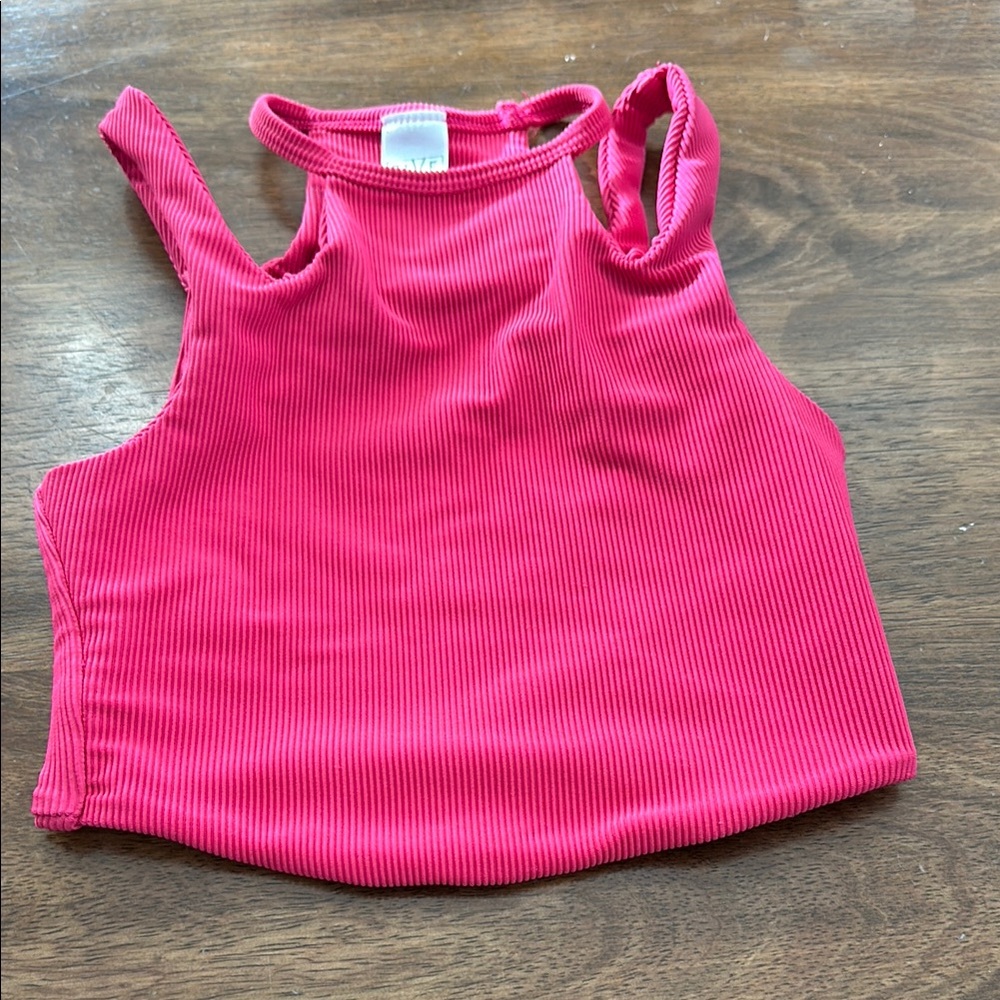 Five the Label Pink Ribbed Crop Top